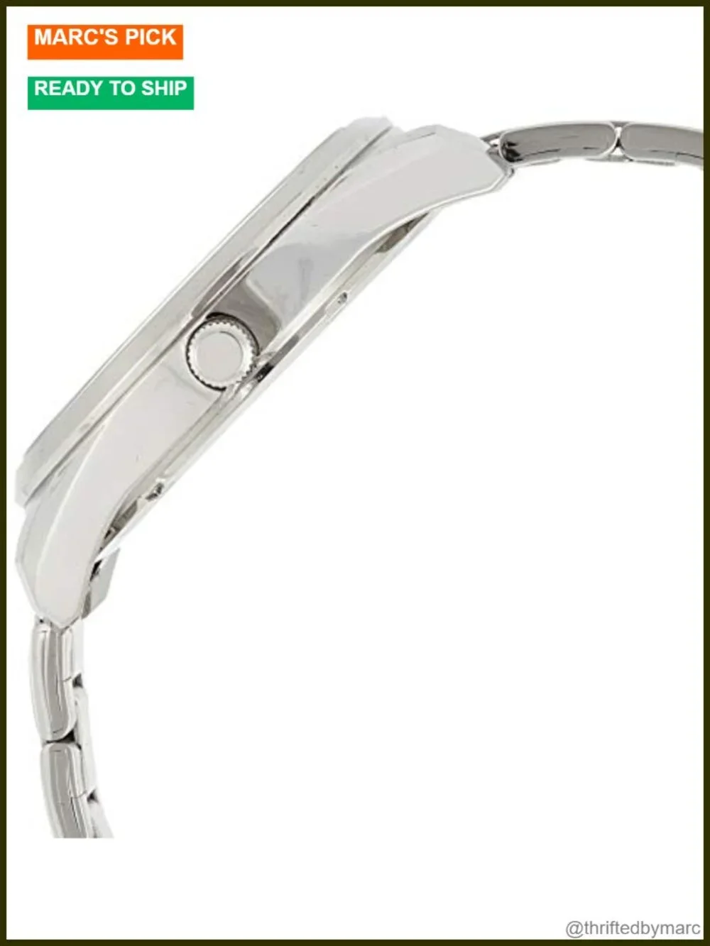 42mm Stainless Steel Japanese Quartz Watch with Fold-Over Clasp, Water